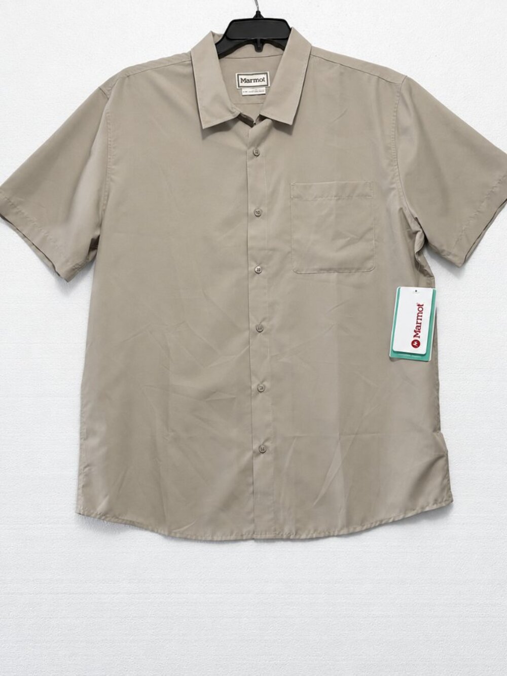 Marmot Shirt Birch Bark Arex UPF 40 Camp Short Sleeve Button Up Men's XL NEW
